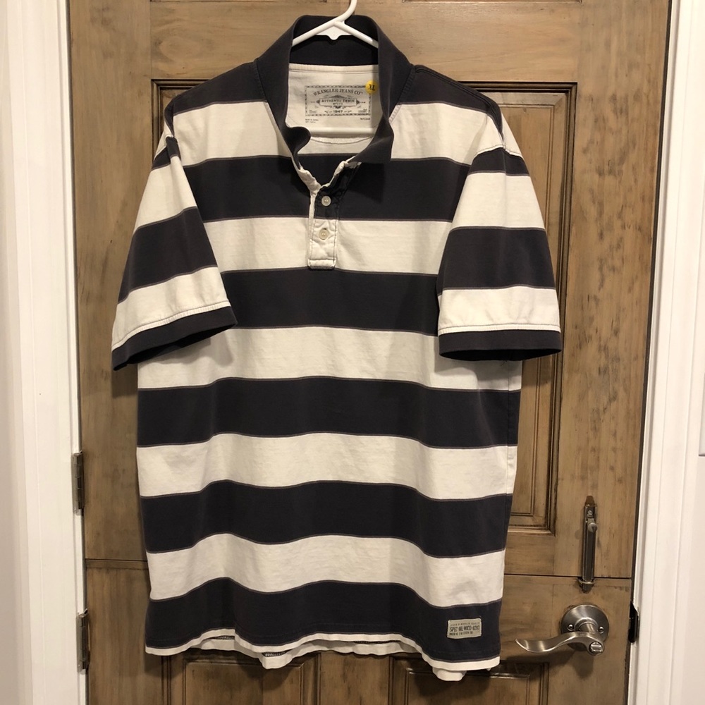 Wrangler Jeans Co Striped Polo XL Blue/Gray/White